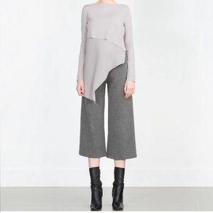 Zara • Light Grey Top Stylish and Asymmetrical Blouse Super Unique